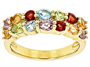 Multi-Stone 18k Yellow Gold Over Sterling Silver Ring 1.97ctw