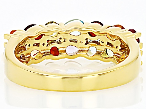 Multi-Stone 18k Yellow Gold Over Sterling Silver Ring 1.97ctw