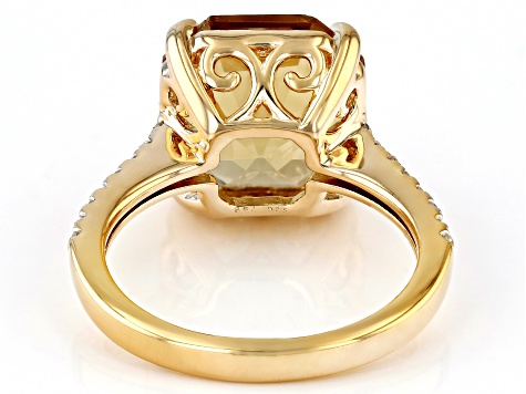 Champagne Quartz With White Zircon 18k Yellow Gold Over Sterling Silver 5.39ctw