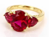 Lab Created Ruby 18k Yellow Gold Over Sterling Silver Ring 9.16ctw