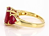 Lab Created Ruby 18k Yellow Gold Over Sterling Silver Ring 9.16ctw
