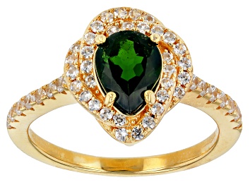 Picture of Chrome Diopside With White Zircon 18k Yellow Gold Over Sterling Silver Ring 1.94ctw