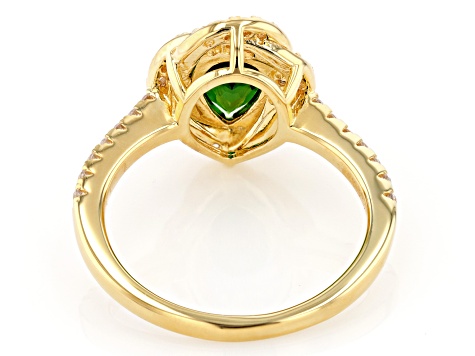 Chrome Diopside With White Zircon 18k Yellow Gold Over Sterling Silver Ring 1.94ctw