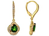 Chrome Diopside With White Zircon 18k Yellow Gold Over Sterling Silver Earrings 3.44ctw