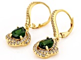 Chrome Diopside With White Zircon 18k Yellow Gold Over Sterling Silver Earrings 3.44ctw