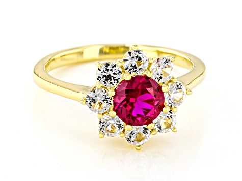Lab Created Ruby With Lab Created Sapphire 18k Yellow Gold Over Sterling Silver Ring 1.75ctw