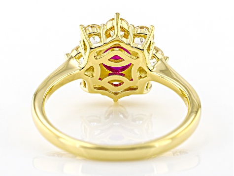 Lab Created Ruby With Lab Created Sapphire 18k Yellow Gold Over Sterling Silver Ring 1.75ctw