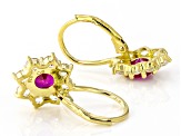 Lab Created Ruby With Lab Created Sapphire 18k Yellow Gold Over Sterling Silver Earrings 4.20ctw