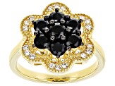 Black Spinel With White Zircon 18k Yellow Gold Over Sterling Silver Ring 1.26ctw