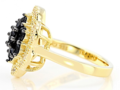 Black Spinel With White Zircon 18k Yellow Gold Over Sterling Silver Ring 1.26ctw