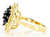 Black Spinel With White Zircon 18k Yellow Gold Over Sterling Silver Ring 1.26ctw
