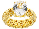 Lab Created White Sapphire 18k Yellow Gold Over Sterling Silver Ring 5.00ct