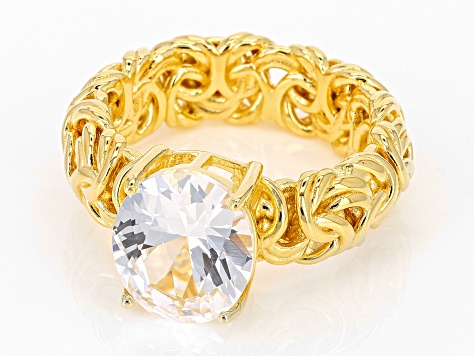 Lab Created White Sapphire 18k Yellow Gold Over Sterling Silver Ring 5.00ct