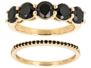 Black Spinel 18k Yellow Gold Over Sterling Silver Ring 2.86ctw