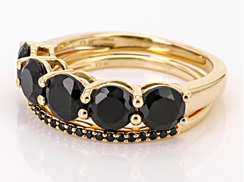 Black Spinel 18k Yellow Gold Over Sterling Silver Ring 2.86ctw