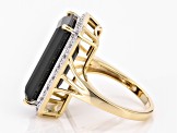 Black Spinel With White Zircon 18k Yellow Gold Over Sterling Silver Ring 11.24ctw