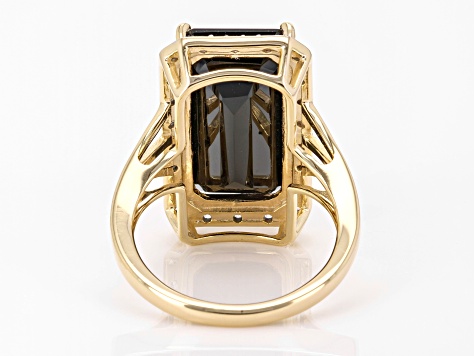 Black Spinel With White Zircon 18k Yellow Gold Over Sterling Silver Ring 11.24ctw