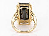 Black Spinel With White Zircon 18k Yellow Gold Over Sterling Silver Ring 11.24ctw