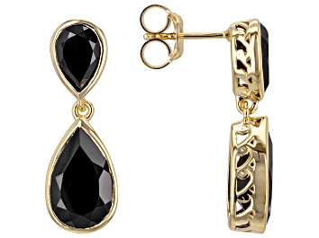 Picture of Black Spinel 18k Yellow Gold Over Sterling Silver Earrings 12.24ctw