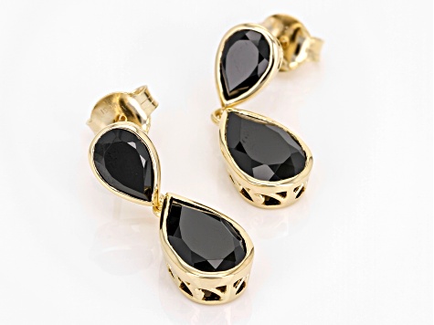 Black Spinel 18k Yellow Gold Over Sterling Silver Earrings 12.24ctw