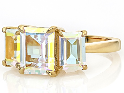 Mercury Mystic Topaz® 18k Yellow Gold Over Sterling Silver Ring 4.59ctw