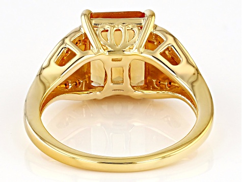 Golden Yellow Citrine 18k Yellow Gold Over Sterling Silver Ring 3.16ctw