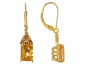 Golden Yellow Citrine 18k Yellow Gold Over Sterling Silver Earrings 2.36ctw