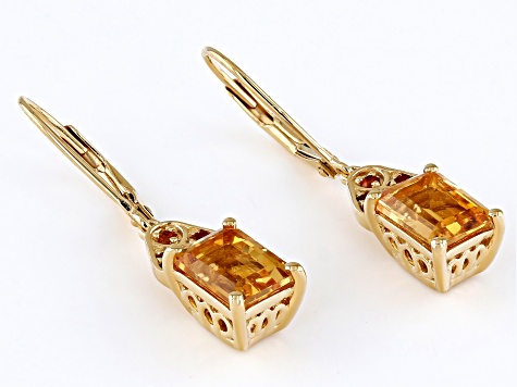 Golden Yellow Citrine 18k Yellow Gold Over Sterling Silver Earrings 2.36ctw