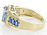 Blue Lab Created Spinel With Lab White Sapphire 18k Yellow Gold Over Sterling Silver Ring 2.59ctw