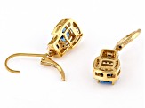 Blue Lab Created Spinel With White Lab Created Sapphire 18k Yellow Gold Over Silver Earrings 2.26ctw