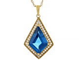 Lab Blue Spinel & Lab White Sapphire 18k Yellow Gold Over Sterling Silver Pendant & Chain 11.53ctw