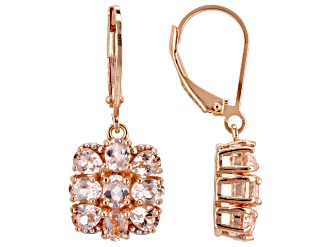 Morganite 18k Rose Gold Over Sterling Silver Earrings 2.07ctw