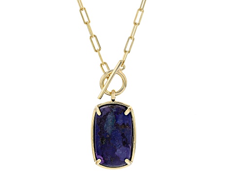 Purple Composite Turquoise 18k Yellow Gold Over Sterling Silver ...