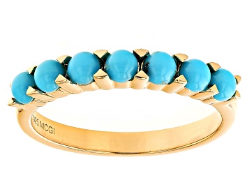 Picture of Sleeping Beauty Turquoise 18k Yellow Gold Over Sterling Silver Ring