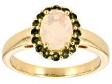 Ethiopian Opal With Green Tourmaline 18k Yellow Gold Over Sterling Silver Ring 0.72ctw