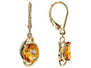 Yellow Citrine 18K Yellow Gold Over Sterling Silver Dangle Earrings 2.89ctw
