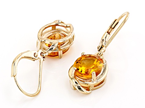 Yellow Citrine 18K Yellow Gold Over Sterling Silver Dangle Earrings 2.89ctw