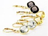 Multi-Gemstone 18k Yellow Gold Over Sterling Silver Set of 3 Dangle Earrings 12.75ctw