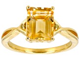 Yellow Citrine With Yellow Diamond 18k Yellow Gold Over Sterling Silver Ring 1.76ctw