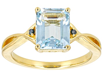Picture of Sky Blue Topaz With Blue Diamond 18k Yellow Gold Over Sterling Silver Ring 2.53ctw