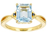 Sky Blue Topaz With Blue Diamond 18k Yellow Gold Over Sterling Silver Ring 2.53ctw