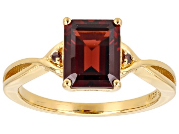 Picture of Red Garnet With Red Diamond 18k Yellow Gold Over Sterling Silver Ring 2.44ctw