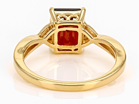 Red Garnet With Red Diamond 18k Yellow Gold Over Sterling Silver Ring 2.44ctw