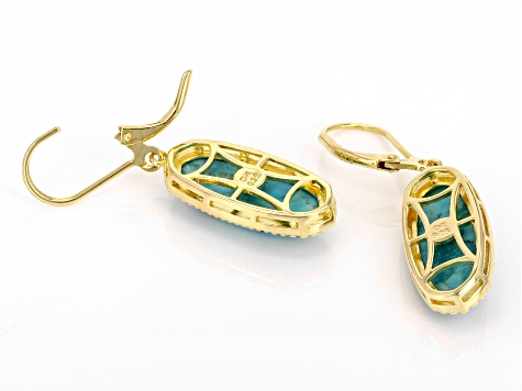 Blue Composite Turquoise 18k Yellow Gold Over Sterling Silver Earrings