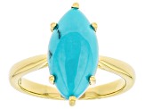 Blue Kingman Turquoise 18k Yellow Gold Over Sterling Silver Ring