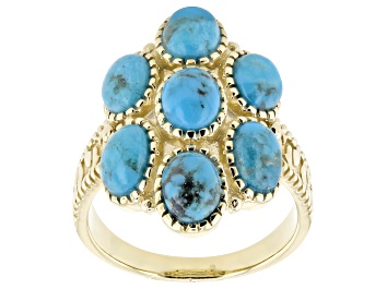 Picture of Turquoise 18k Yellow Gold Over Sterling Silver Ring