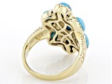 Turquoise 18k Yellow Gold Over Sterling Silver Ring