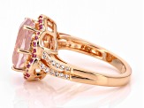 Rose Quartz with Pink and White Lab Sapphire 18k Rose Gold over Sterling Silver Ring 3.97ctw