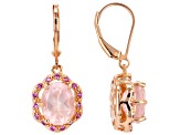 Rose Quartz with Lab Pink Sapphire 18k Rose Gold over Sterling Silver Earrings 4.26ctw