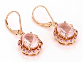 Rose Quartz with Lab Pink Sapphire 18k Rose Gold over Sterling Silver Earrings 4.26ctw